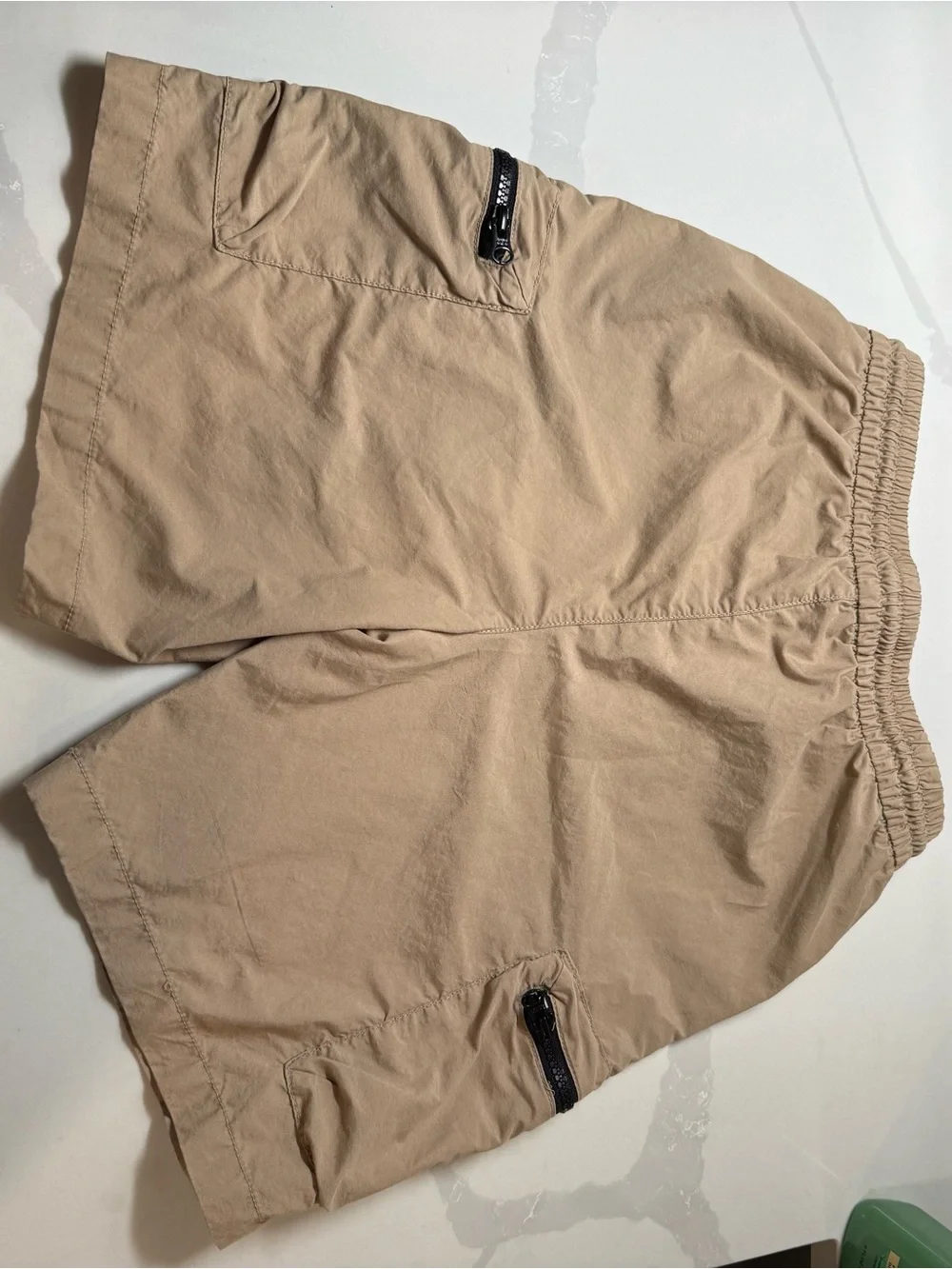 Old Navy Tan Cargo Shorts with Black Zippers